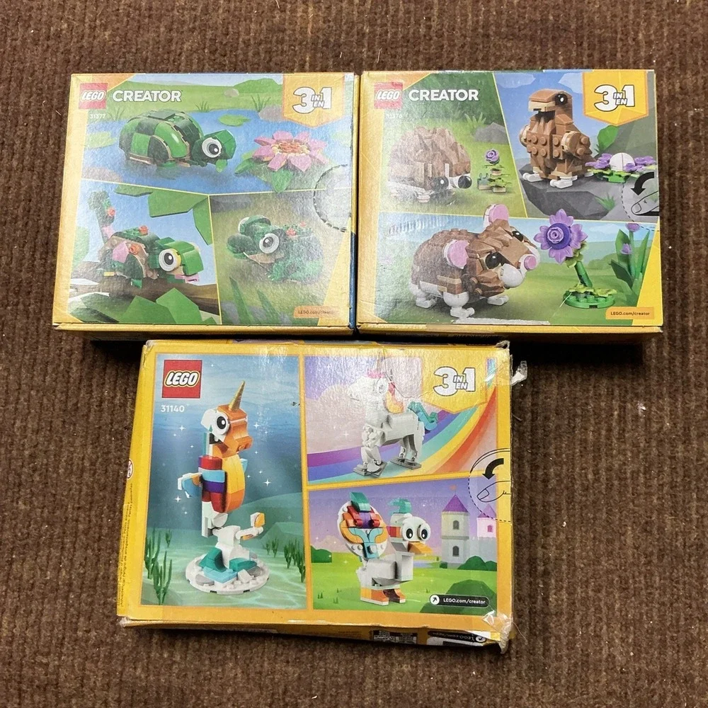 LEGO CREATOR: Magical Unicorn (31140), Turtle 31377, Cute Hamster 31376 Set Of 3